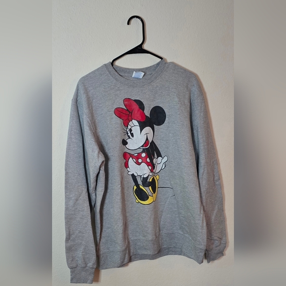 Disney Tops - Disney Minnie Mouse Gray Cozy Lounge Wear Sweatshirt Size L
